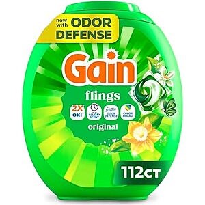 [SnS, AC] $50.16 | 4 × 112-Ct Gain Flings HE Compatible Laundry Detergent Pacs (Original Scent) ($12.54 each) at Amazon